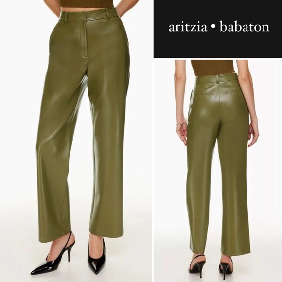 Aritzia Babaton Agency Vegan Leather Pant in Green • 2 - Picture 1 of 6